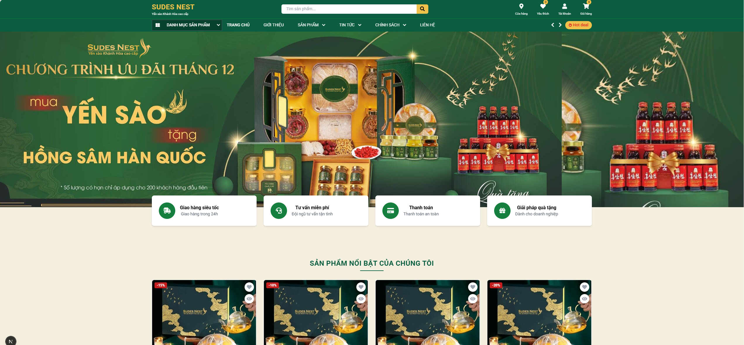 Mẫu website bán hàng Yến Sào